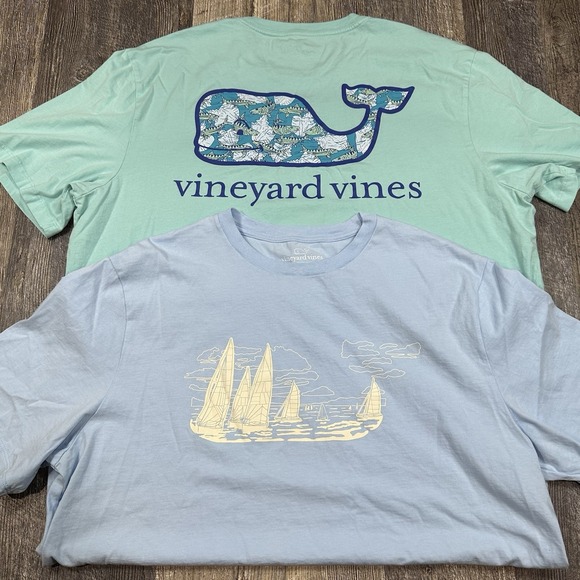 2 Vineyard Vines Men's XL T-Shirt Bundle Whale Graphic Pocket Tee Sailboat Crew - Picture 1 of 16